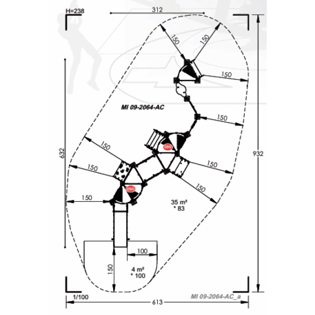 Žaidimų aikštelių kompleksas vaikams nuo 2 metų amžiaus – kolekcija 'MINI / MBG-2260_MI 09-2064-AC07'