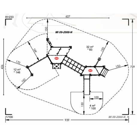 Žaidimų aikštelių kompleksas vaikams nuo 2 metų amžiaus – kolekcija 'MINI / MBG-2270_MI 09-2068-N22'