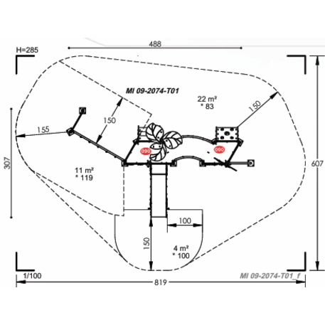 Žaidimų aikštelių kompleksas vaikams nuo 2 metų amžiaus – kolekcija 'MINI / MBG-2279_MI 09-2074-T01'