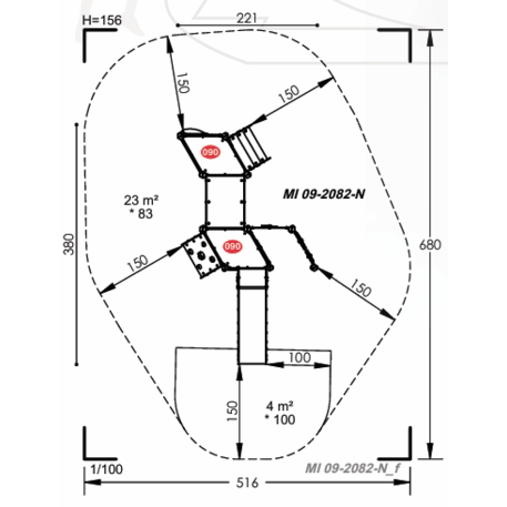 Žaidimų aikštelių kompleksas vaikams nuo 2 metų amžiaus – kolekcija 'MINI / MBG-2288_MI 09-2082-N22'