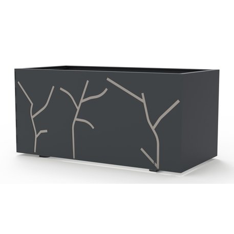 Metalinis lauko vazonas (gėlinė) su dekoratyviniais elementais šonuose '107,8x53,8xH/50,8cm'