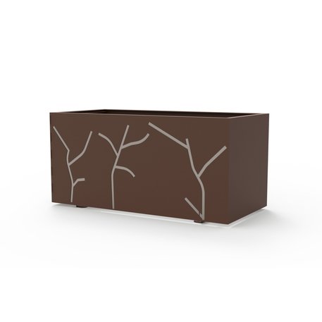 Metalinis lauko vazonas (gėlinė) su dekoratyviniais elementais šonuose '107,8x53,8xH/50,8cm'