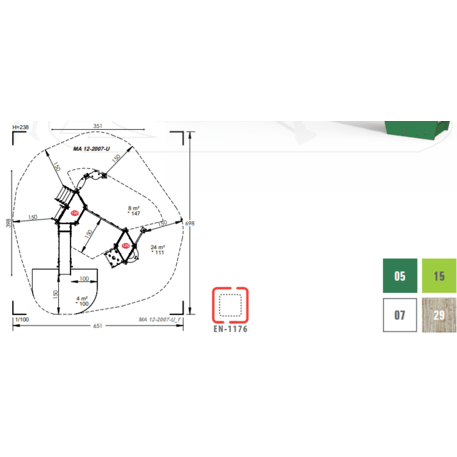 Žaidimų aikštelių kompleksas vaikams nuo 2 iki 10 metų amžiaus – kolekcija 'MAXI / MBG-2397_MA 12-2007-U29'