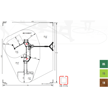 Mänguväljakukompleks alates 2-aastastele lastele – 'MINI' kollektsioon 'MAXI / MBG-2412_MA 12-2042-P15'