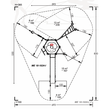 Spielplatzkomplex für Kinder von 2 bis 12 Jahren – Kollektion 'MEGA / MBG-2534_ME 18-1024-I16'