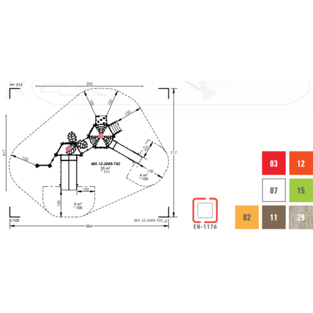 Žaidimų aikštelių kompleksas vaikams nuo 2 iki 10 metų amžiaus – kolekcija 'MAXI / MBG-2446_MA 12-2089-T02'