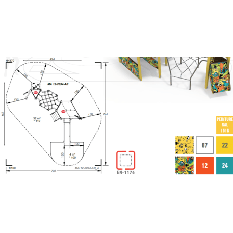 Complesso per parco giochi per bambini dai 2 anni – collezione 'MAXI / MBG-2453_MA 12-2094-AB22'