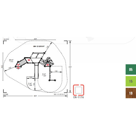 Spielplatzkomplex für Kinder ab 2 Jahren – Kollektion 'MAXI / MBG-2469_MA 12-3015-P15'