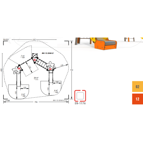 Žaidimų aikštelių kompleksas vaikams nuo 2 iki 10 metų amžiaus – kolekcija 'MAXI / MBG-2478_MA 12-3046-O12'