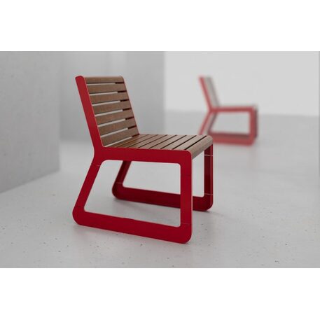 Sedia in metallo con schienale in legno di iroko 'Sido / 001607'