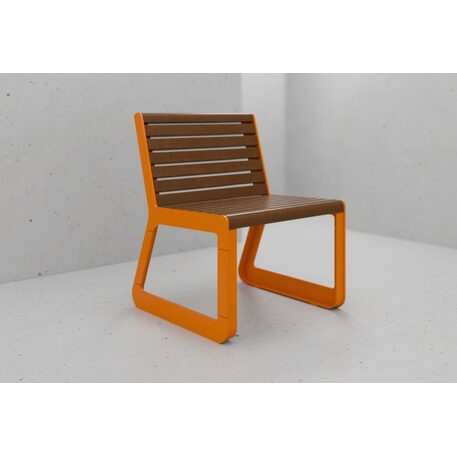 Sedia in metallo con schienale in legno di iroko 'Sido / 001607'