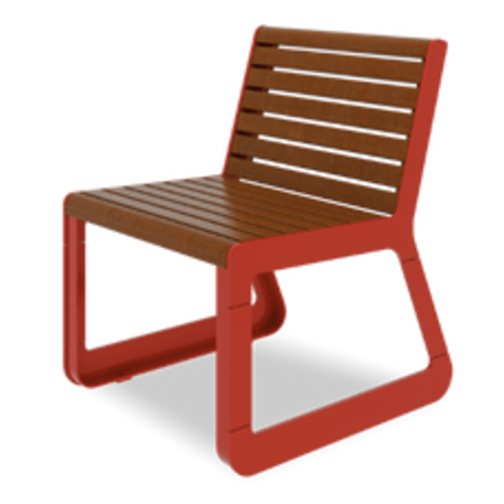 Sedia in metallo con schienale in legno di iroko 'Sido / 001607'