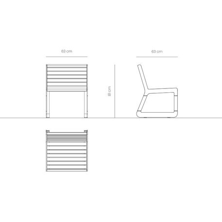 Sedia in metallo con schienale in legno di iroko 'Sido / 001607'
