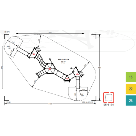 Kompleks placu zabaw dla dzieci od 2. roku życia – kolekcja 'MAXI / MBG-2504_MA 12-4015-N99'