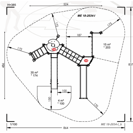Žaidimų aikštelių kompleksas vaikams nuo 2 iki 12 metų amžiaus – kolekcija 'MEGA / MBG-2557_ME 18-2034-I99'