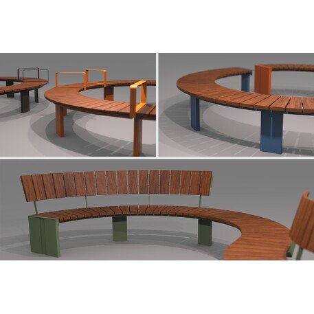 Metalinis suolas (suoliukas) su atlošu, pagamintas iš Iroko medienos 'Helio / 012137'