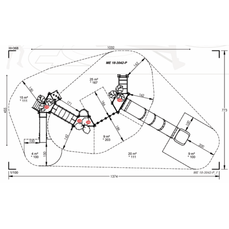 Žaidimų aikštelių kompleksas vaikams nuo 2 iki 12 metų amžiaus – kolekcija 'MEGA / MBG-2601_ME 18-3042-P15'
