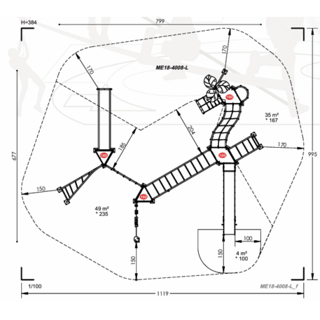 Žaidimų aikštelių kompleksas vaikams nuo 2 iki 12 metų amžiaus – kolekcija 'MEGA / MBG-2607_ME 18-4008-L19'