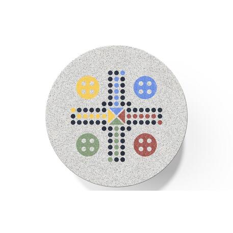 Betoninis šachmatų žaidimo stalas su keturiomis sėdimomis vietomis, šlifuotu terrazzo paviršiumi 'Premium / 188x188xH/75cm / BS-429'