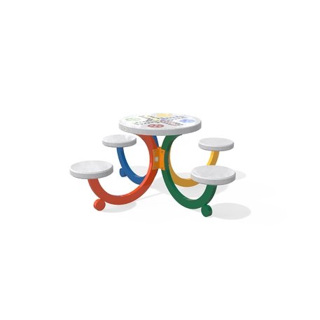 Betoninis šachmatų žaidimo stalas su keturiomis sėdimomis vietomis, šlifuotu terrazzo paviršiumi 'Premium / 188x188xH/75cm / BS-429'