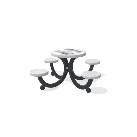 Betoninis šachmatų žaidimo stalas su keturiomis sėdimomis vietomis, šlifuotu terrazzo paviršiumi 'Premium / 188x188xH/75cm / BS-429'