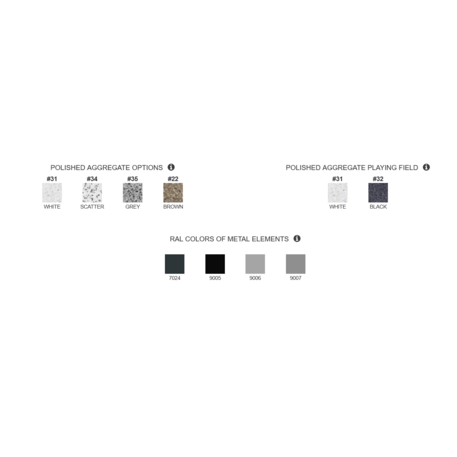 Betoninis šachmatų žaidimo stalas su keturiomis sėdimomis vietomis, šlifuotu terrazzo paviršiumi 'Premium / 188x188xH/75cm / BS-429'