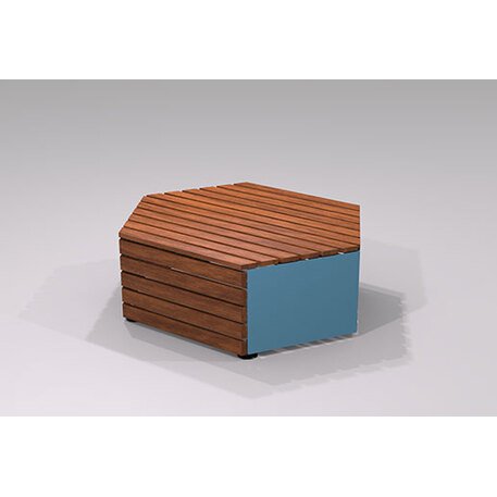 Modulinis metalinis suolas (suoliukas) be atlošo, pagamintas iš Iroko medienos 'Hexie Urban design / 012144'