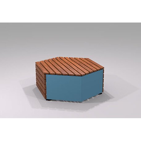 Modulinis metalinis suolas (suoliukas) be atlošo, pagamintas iš Iroko medienos 'Hexie Urban design / 012144'