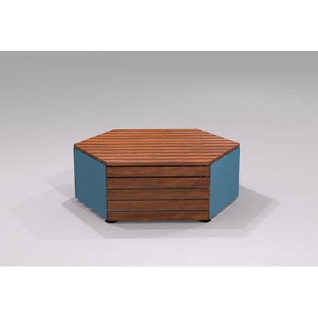 Modulinis metalinis suolas (suoliukas) be atlošo, pagamintas iš Iroko medienos 'Hexie Urban design / 012144'