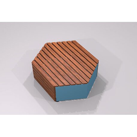 Modulinis metalinis suolas (suoliukas) be atlošo, pagamintas iš Iroko medienos 'Hexie Urban design / 012144'