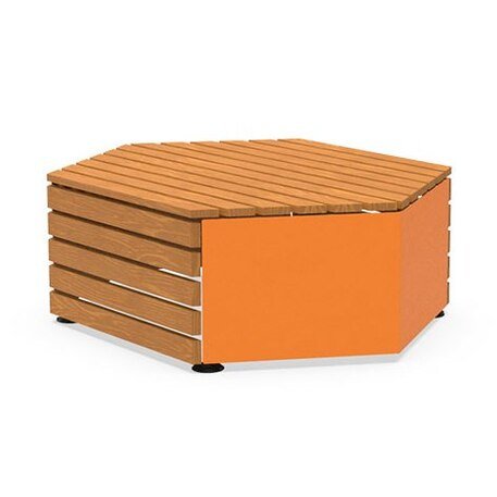 Modulinis metalinis suolas (suoliukas) be atlošo, pagamintas iš Iroko medienos 'Hexie Urban design / 012144'