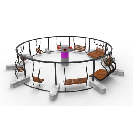 Lauko druskų kambarys (Haloterapija) su pergole, supynėmis ir suolais iš iroko medienos 'Premium Collection / STF/27-31-05/MDL'