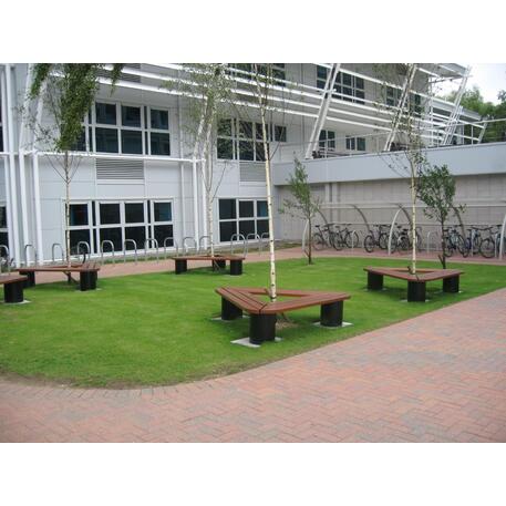 Metalinis suolas (suoliukas) be atlošo, pagamintas iš Iroko medienos 'Premium Collection / STF/06-18-01/MDL'