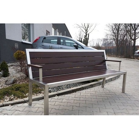 Metalinis suolas su atlošu ir medine sėdimąja dalimi 'MBG/22-Roma / 190cm'