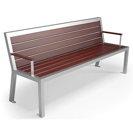 Metalinis suolas su atlošu ir medine sėdimąja dalimi 'MBG/22-Roma / 190cm'