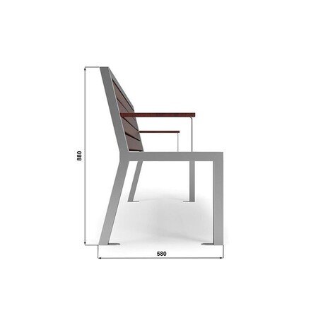 Metalinis suolas su atlošu ir medine sėdimąja dalimi 'MBG/22-Roma / 190cm'