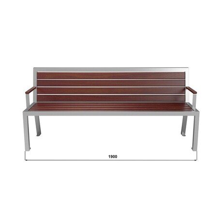 Metalinis suolas su atlošu ir medine sėdimąja dalimi 'MBG/22-Roma / 190cm'