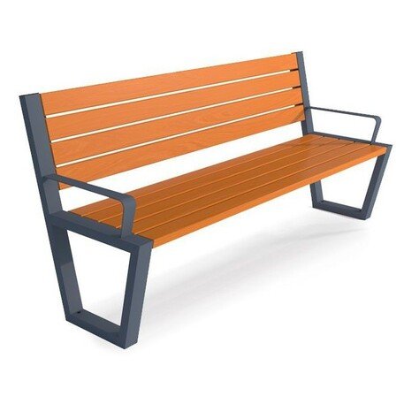 Металлическая скамейка со спинкой и деревянным сиденьем 'MBG/41-Semi I / 192cm'