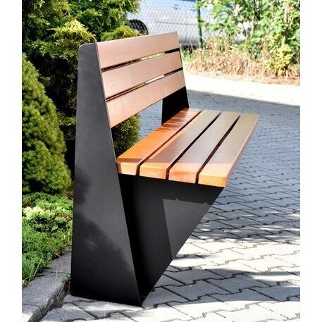 Металлическая скамейка со спинкой и деревянным сиденьем 'MBG/51-Soma / 182cm'