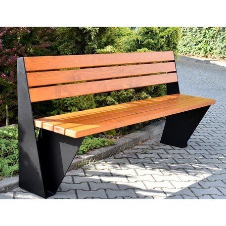 Металлическая скамейка со спинкой и деревянным сиденьем 'MBG/51-Soma / 182cm'