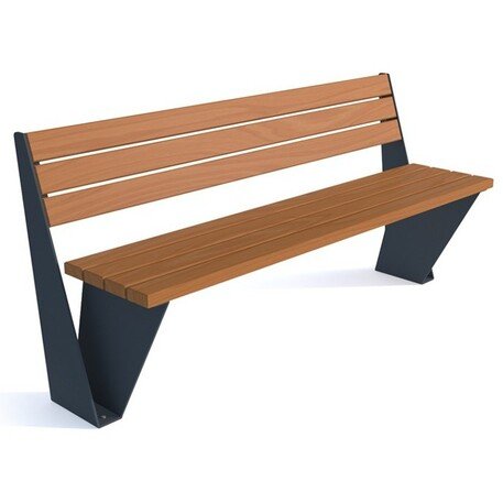 Металлическая скамейка со спинкой и деревянным сиденьем 'MBG/51-Soma / 182cm'