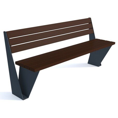 Металлическая скамейка со спинкой и деревянным сиденьем 'MBG/51-Soma / 182cm'
