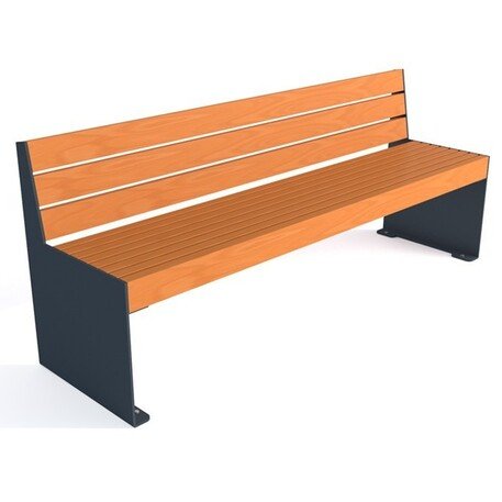 Металлическая скамейка со спинкой и деревянным сиденьем 'MBG/61-Aster I / 182cm'