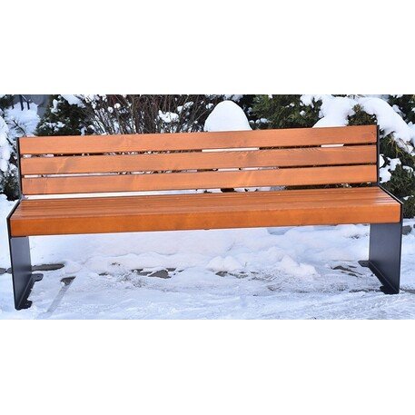 Металлическая скамейка со спинкой и деревянным сиденьем 'MBG/61-Aster I / 182cm'