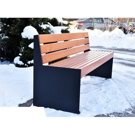 Металлическая скамейка со спинкой и деревянным сиденьем 'MBG/61-Aster I / 182cm'