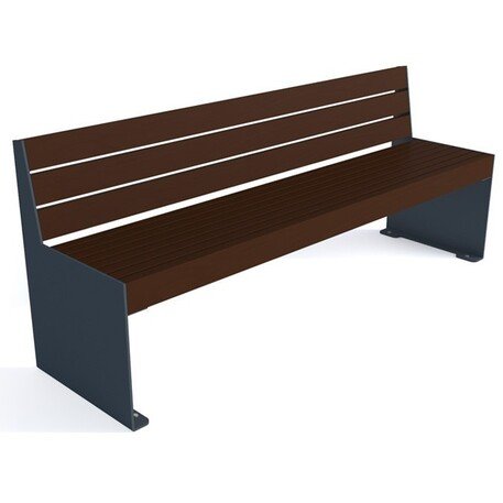 Металлическая скамейка со спинкой и деревянным сиденьем 'MBG/61-Aster I / 182cm'