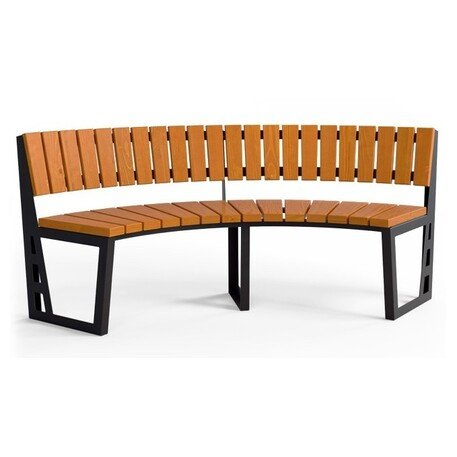 Металлическая скамейка со спинкой и деревянным сиденьем 'MBG/71-Amant I / 212cm'