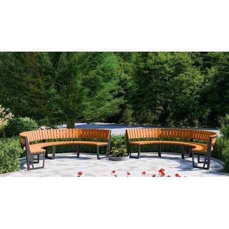 Металлическая скамейка со спинкой и деревянным сиденьем 'MBG/71-Amant I / 212cm'