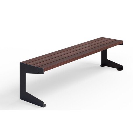 Металлическая скамейка без спинки с деревянным сиденьем 'MBG/101-Luna / 182cm'