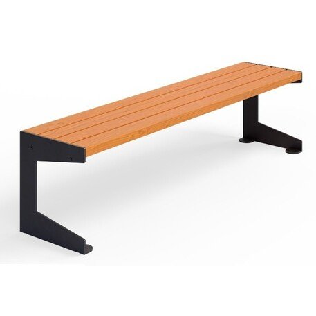 Металлическая скамейка без спинки с деревянным сиденьем 'MBG/101-Luna / 182cm'